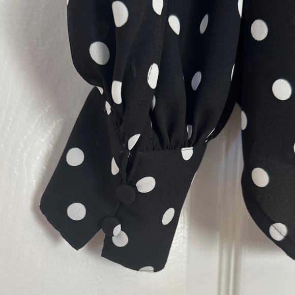 Express Black and White Polka Dot Blouse Size S - Picture 4 of 5